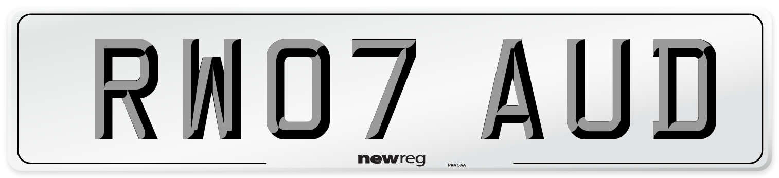 RW07 AUD Number Plate from New Reg